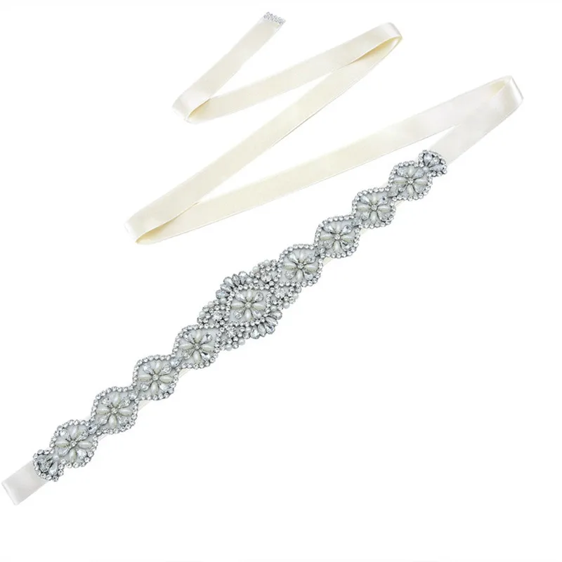 Perles ceinture de mariage cristal ceinture de mariée argent strass Satin ceinture de mariée pour maternité femmes robe de mariée accessoires