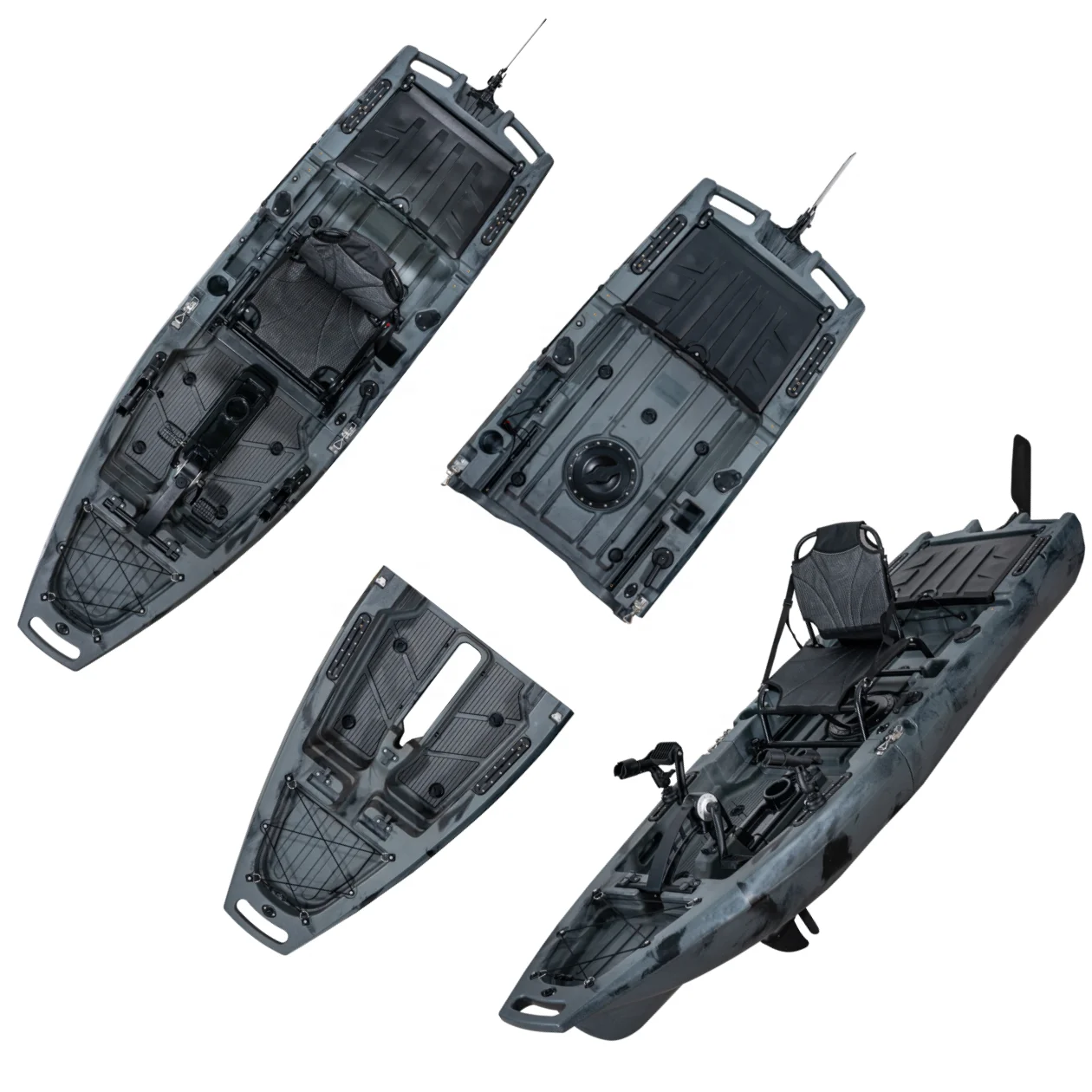 

2 Pieces Modular Detachable Kayak for 3 Power Systems with Kick up and Propeller Foot Pedal Motor Kayak for Choosing