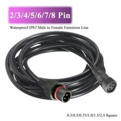 Waterproof Outdoor Male Female Extension Line IP67 2 3 4 5 6 7 8 Pin LED Docking Plug Cable 0.3-2.5 Square Power Connector Wire
