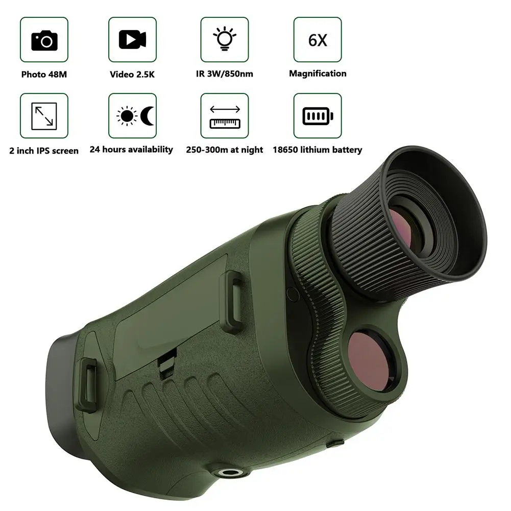 Monocular Night Vision Goggles 2.5KD Monocular 3W Infrared Night Vision With 8X Digital Zoom For Hunting Camping Dropship