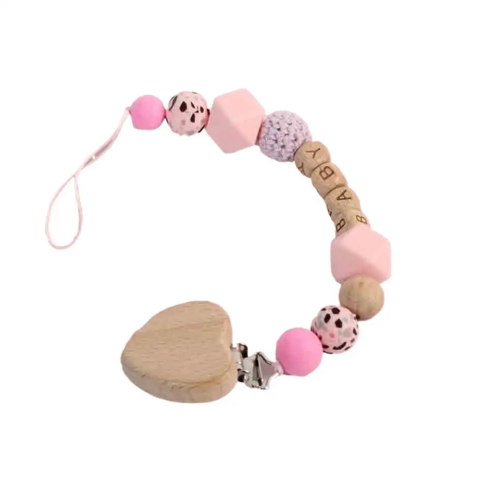 Nieuwe Baby Fopspeen Clips Gepersonaliseerde Naam Bijtringen Speelgoed Dummy Tepels Houder Clip Keten Baby Accessoires Pasgeboren Geschenken Custom