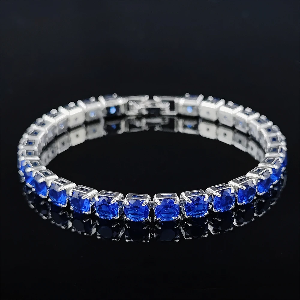 2024 New Arrival  Luxury Round blue color on hand Bracelet Bangle For Women Anniversary Gift Jewelry Bulk Sell  S5787