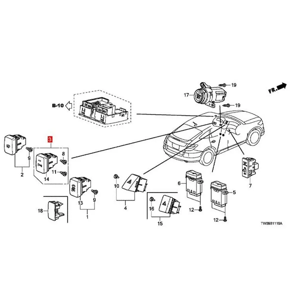 For New Parking Sensor Switch Button 35470-TW0-003 Fit for Honda Crosstour 2011-13