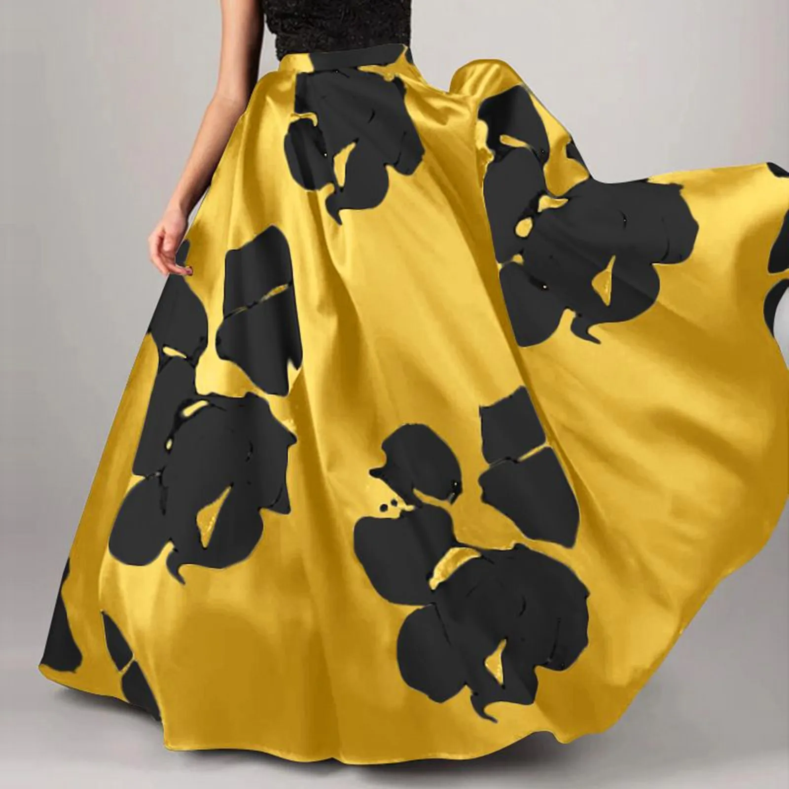 Vintage Floral Print Maxi Skirt High Waist Party Beach Long Skirts Autumn Summer Casual Pocket Skirt For Women Elegant Skirt