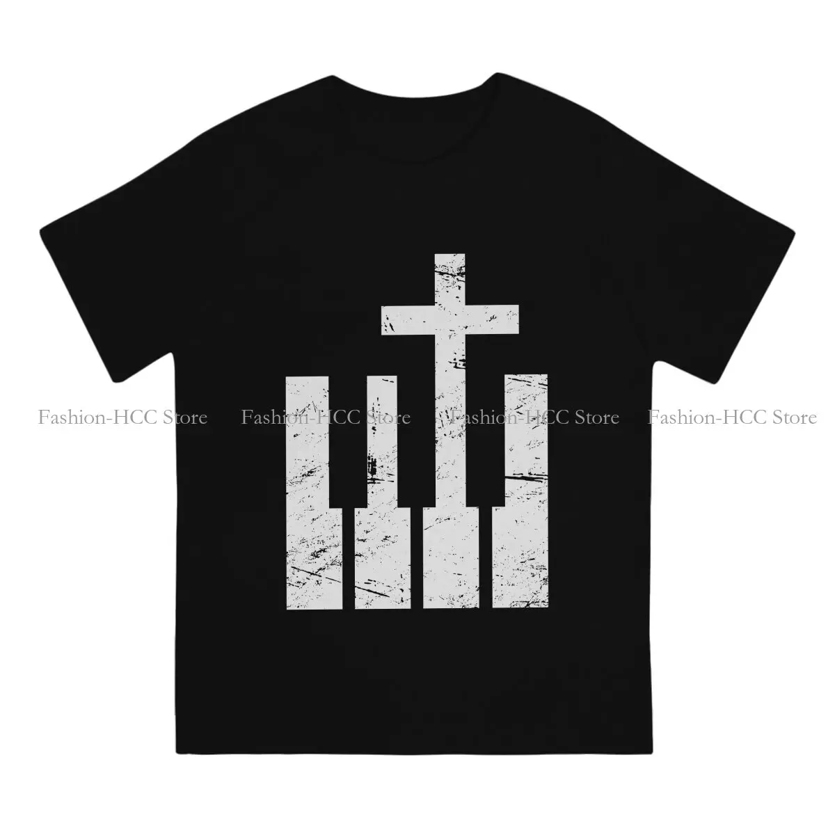 Jesus Christ Polyester TShirts Keyboard And Cross Christian Musician Distinctive Men's T Shirt New Trend Clothing