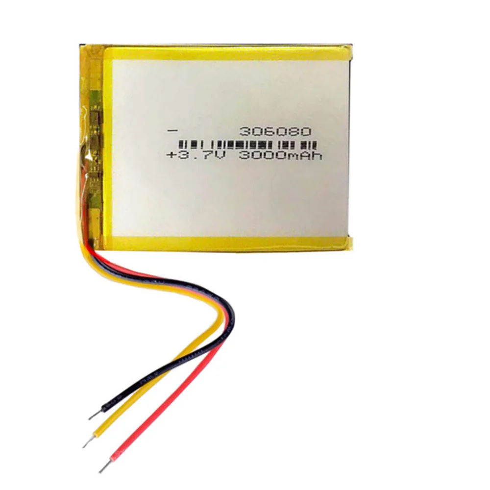 New 3.7V 3000mAh Li-Polymer Battery 306080 for Electronic Book Crema Sound Love Landing PDA Smart Tablet Computer Krema Stereo