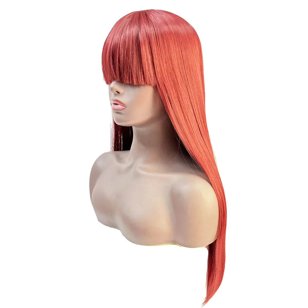 Peruca de cabelo reto longo com franja para mulheres, cabelo Borgonha, perucas Cosplay Halloween, 24 em