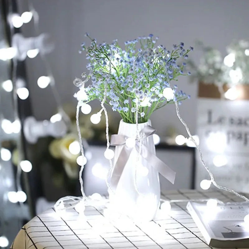 USB/batteria/alimentazione LED Ball Garland Lights Fairy String lampada da esterno Home Room Christmas Holiday Wedding Party Lamp Decor