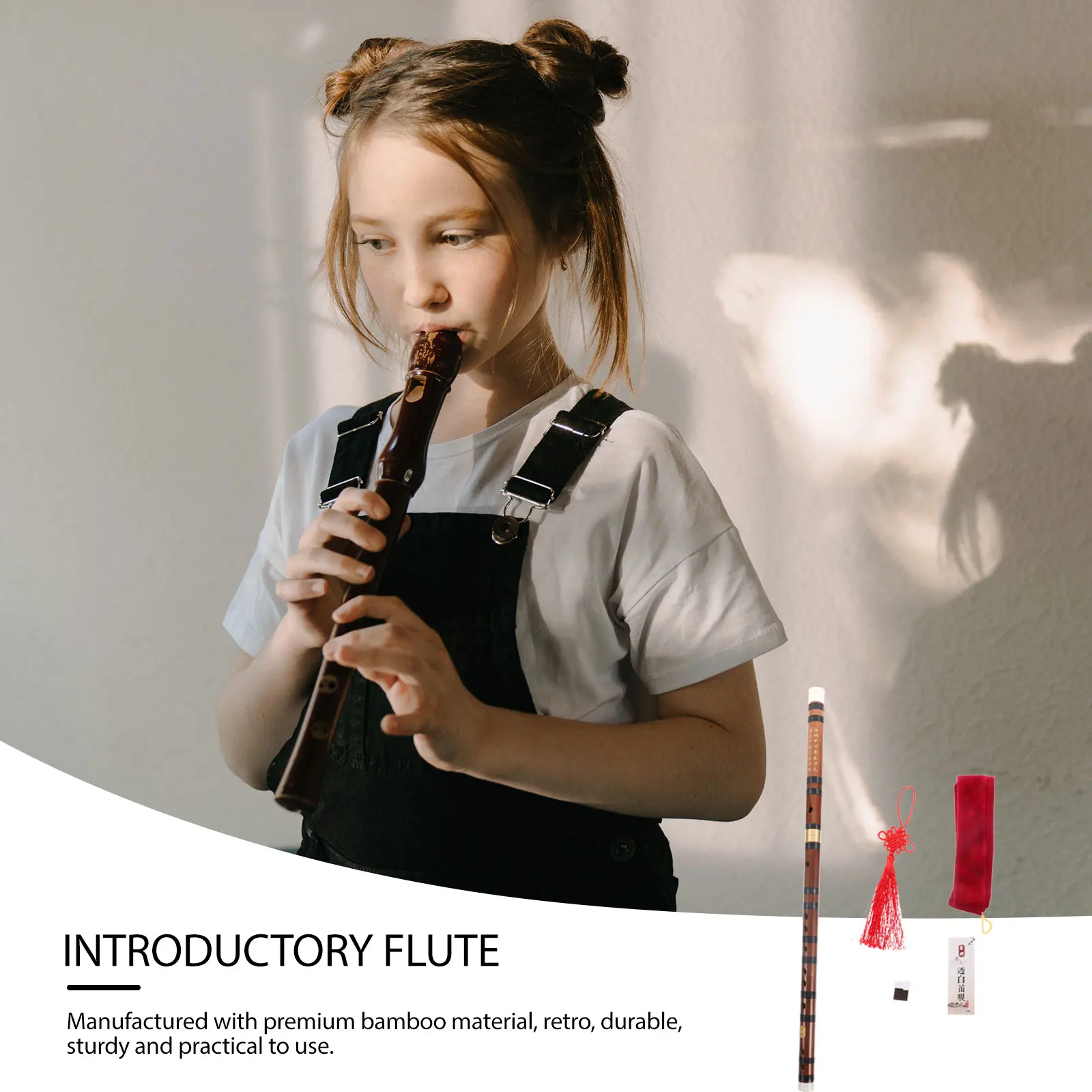 

1Set Bamboo Flute Chinese Style Portable Flute for Beginners Kids Adults D Tone Retro Design Lightweight Professional Tuning