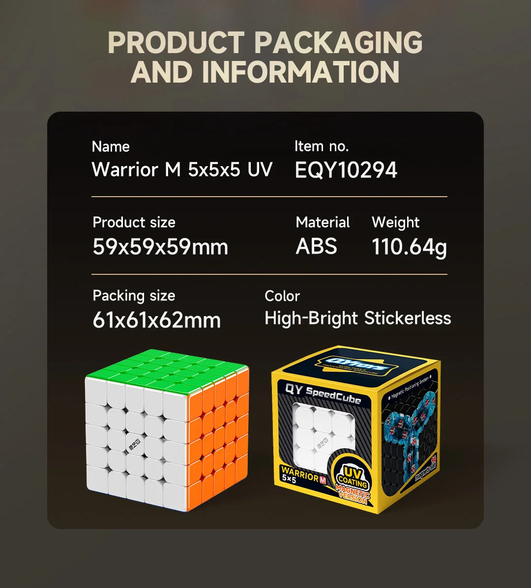 [JudyCube] Qiyi Warrior 5X5 M UV Magnetischer Zauberwürfel Stickerless Professionelles Fidget-Spielzeug Qiyi 5X5 Warrior Cubo Magico Puzzle – Detail 10