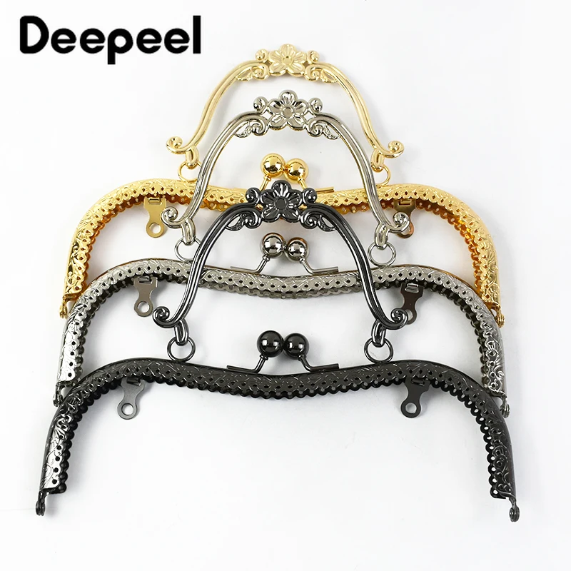 

1/2Pcs Deepeel 20.5cm Embossed Purse Frame Metal Bags Handle DIY Handmade Sewing Brackets Kiss Clasp Hardware Bag Accessories