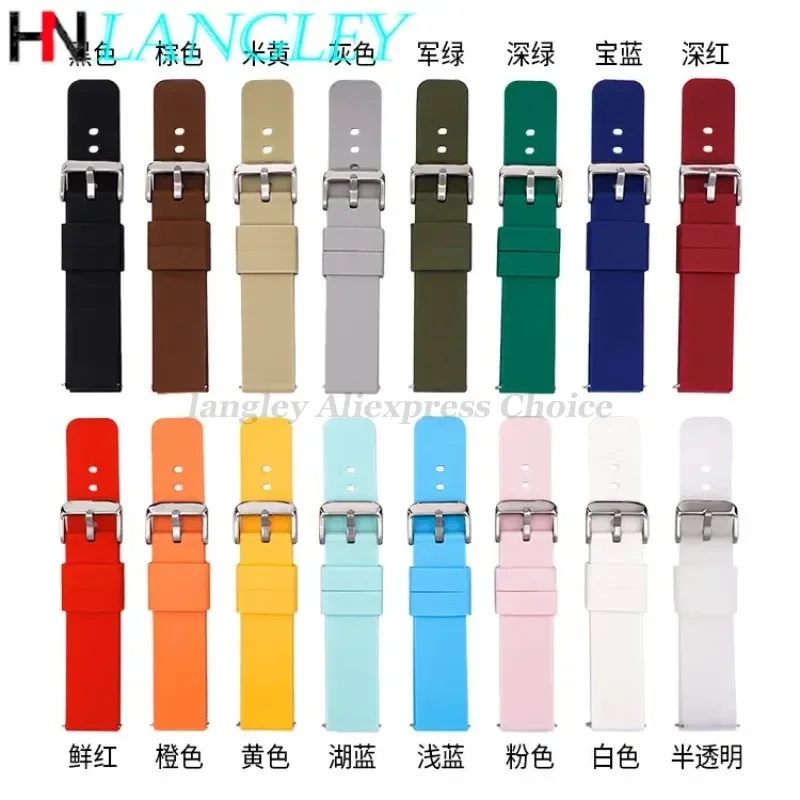 10/12/14/15/16/18mm 19mm 20mm 21mm 22mm 24mm Quick Release Silicone Strap For Huawei GT2/GT3 Smart Watch Bracelet Galaxy Watch 3