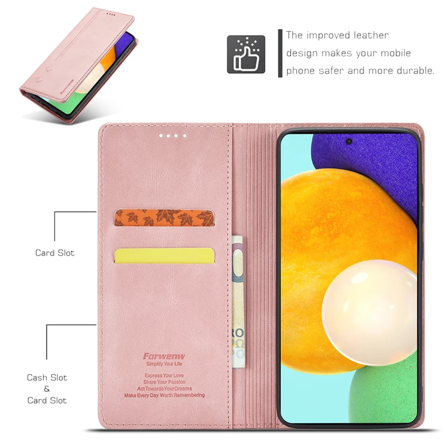 Leather Wallet Style Case For Samsung Galaxy A02S A12 A32 A51 A52 A52S A71 A72 S21/S20 Plus/Ultra/FE S10/S9/S8 Plus Note20 Ultra