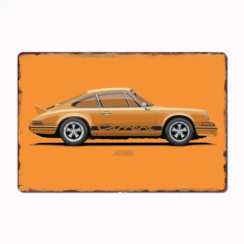 

Carrera RS (901) Orange Vintage Cars Rain Car Metal Sign Poster Garage Room Decor Automobile Club Custom Tin Vintage Home Decor