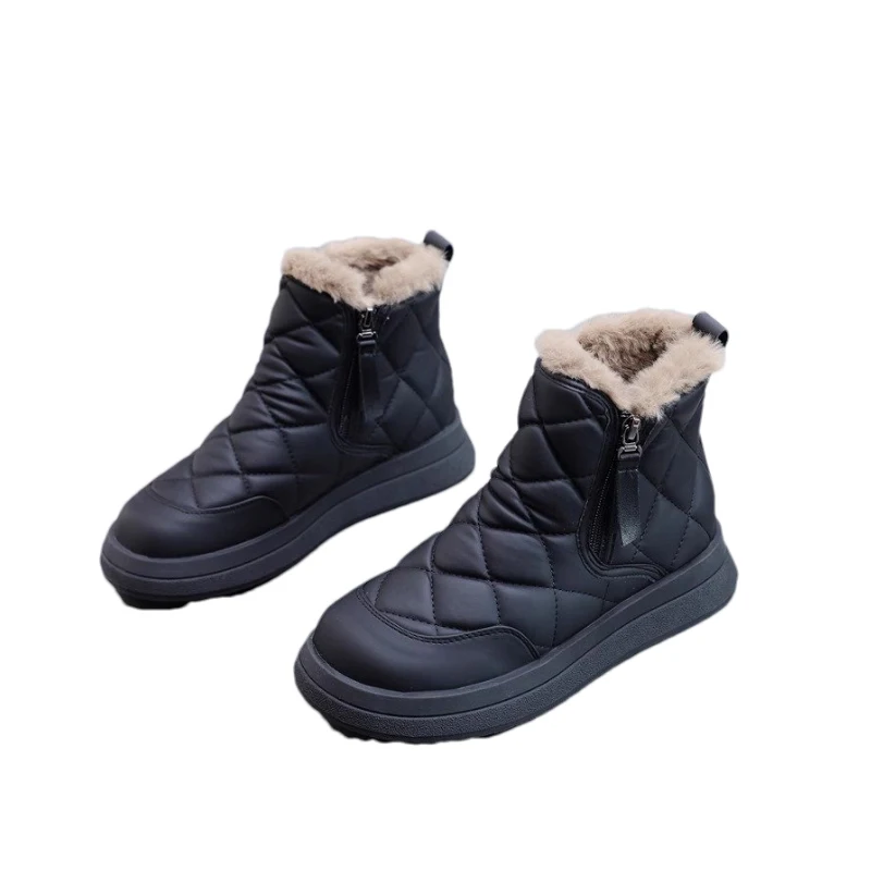 النساء الفراء الثلوج الأحذية الدافئة أحذية قطنية الشقق حذاء رياضة الشتاء أحذية بوت قصيرة 2025 جديد الرياضة احذية الجري ريترو تشيلسي أحذية امرأة