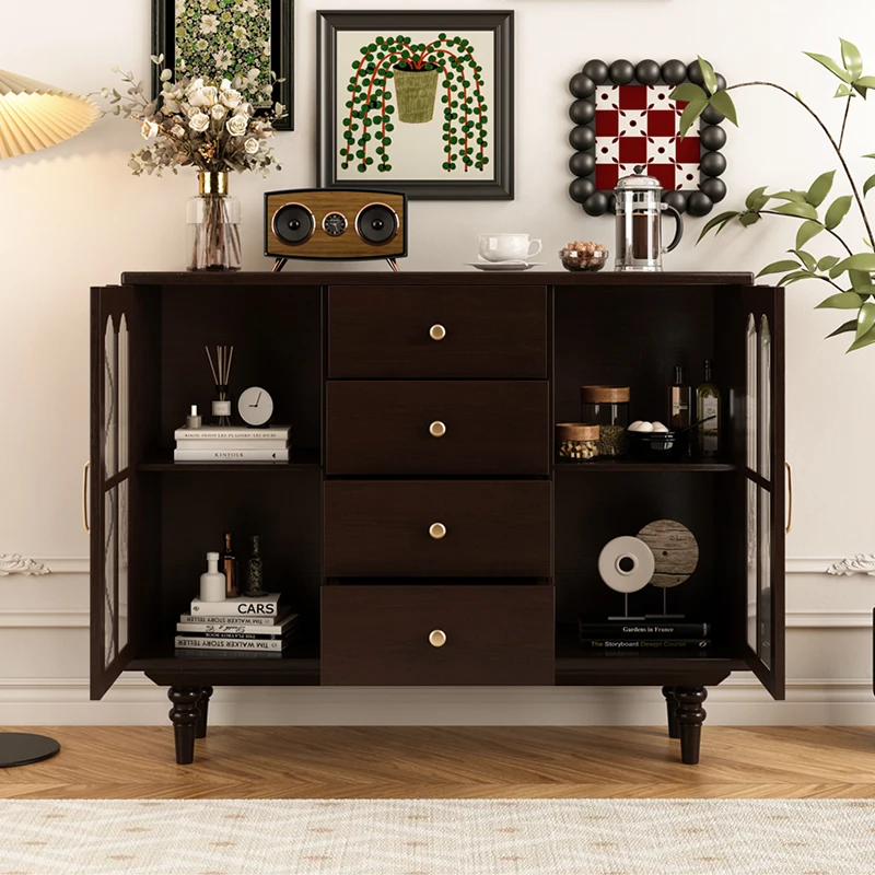 

All solid wood dining side cabinet Floor-to-ceiling low cabinet American side cabinet Locker porch Small apartment lower