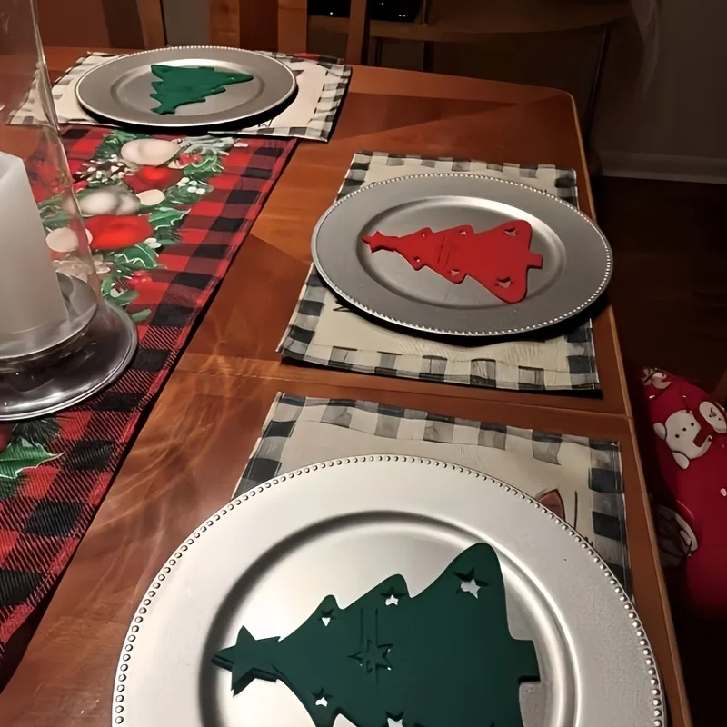 12 Pieces of Christmas Knife and Fork Holders, Felt Table Decorations, Christmas Tree Placemats, Felt Placemats, Felt Fork and Spoon Mats