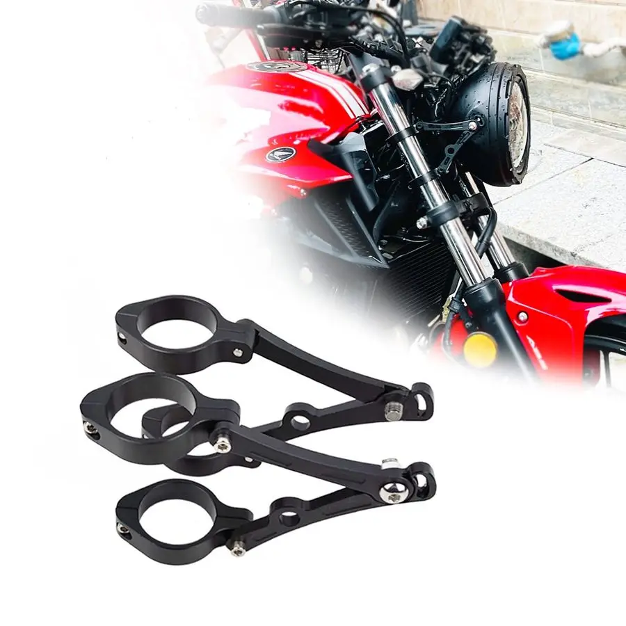 

Alloy Motorcycle Headlight Bracket 4246mm Black Headlamp CNC Fork Tube Side Mount Bracket for Most Motorbikes
