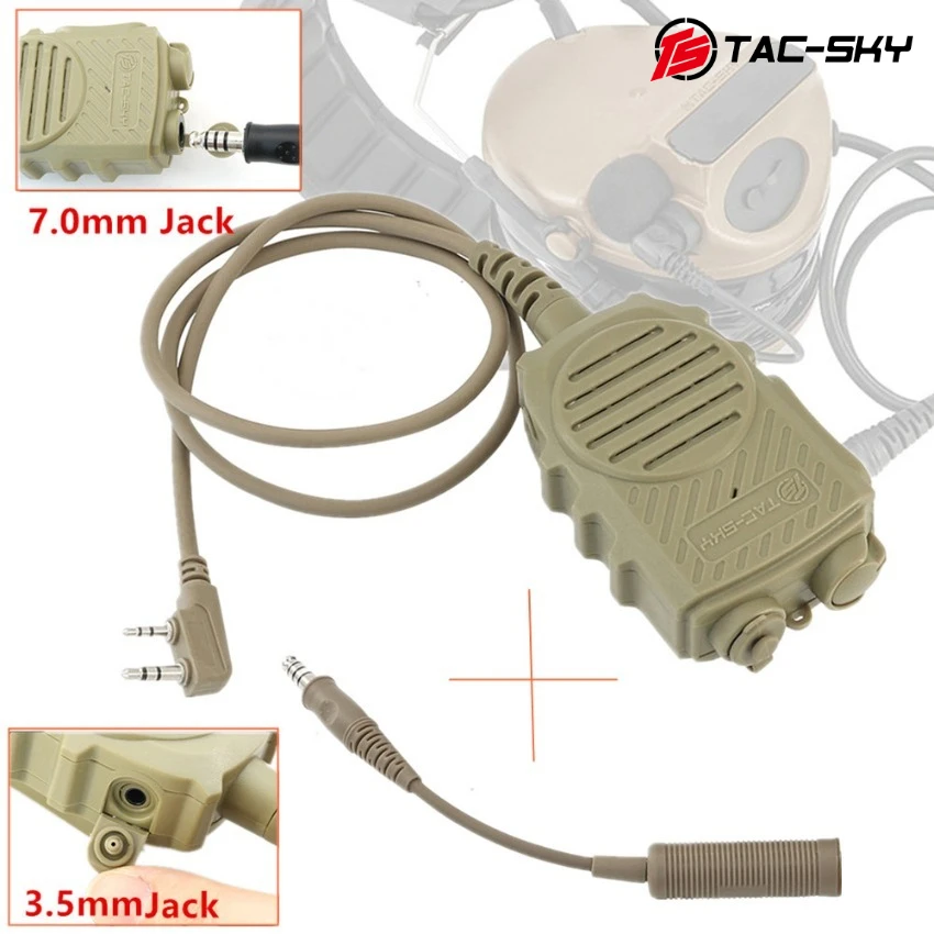 

TAC-SKY Tactical Walkie-talkie Headset Adapter PTT Hand Speaker 2Pin K Plug Mic,for COMTAC SORDIN Shooting Hunting Headphone