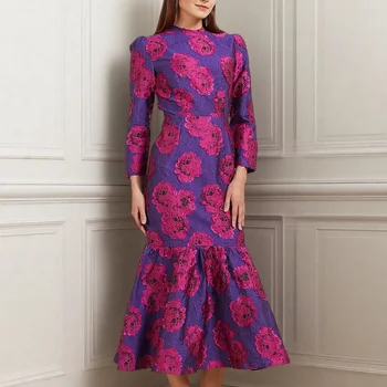 Robe Sirène Maxi en Brocart pour Femme, Vêtement Élégant, Lo...