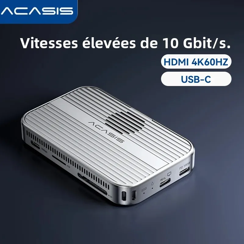 Boîtier SSD Acasis USB-C pour iPhone 17/17 Pro | Stockage externe M.2 NVMe pour ordinateur portable Mac/Windows, transfert magnétique 10Gbps