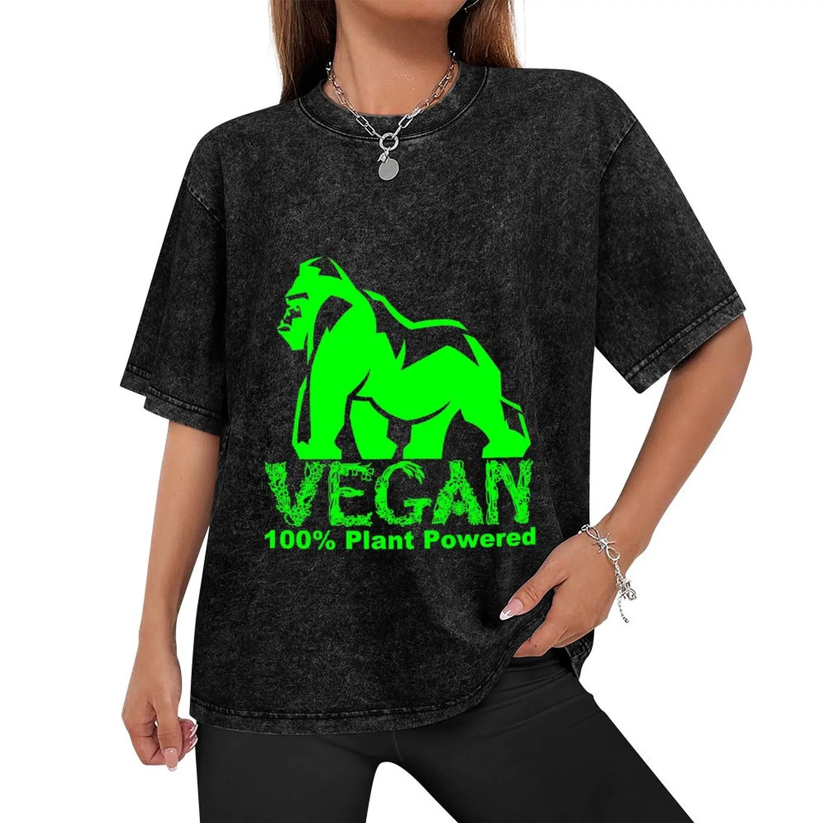 VEGAN 100% PLANT POWERED GORILLA T-Shirt basketball graphic tees Short sleeve tee plus sizes t shirt for men