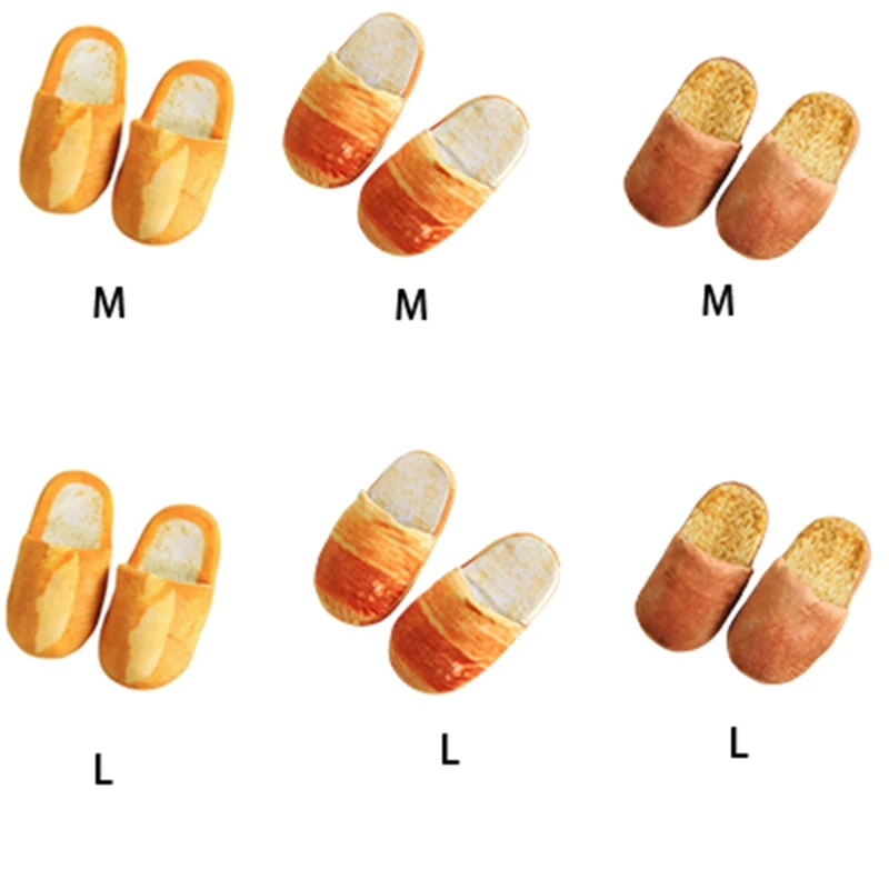 

A44Z-Simulation Foodie Bread Burger Toast Winter Home Soft-Soled Anti-Slip Plush Warm Cotton Slippers