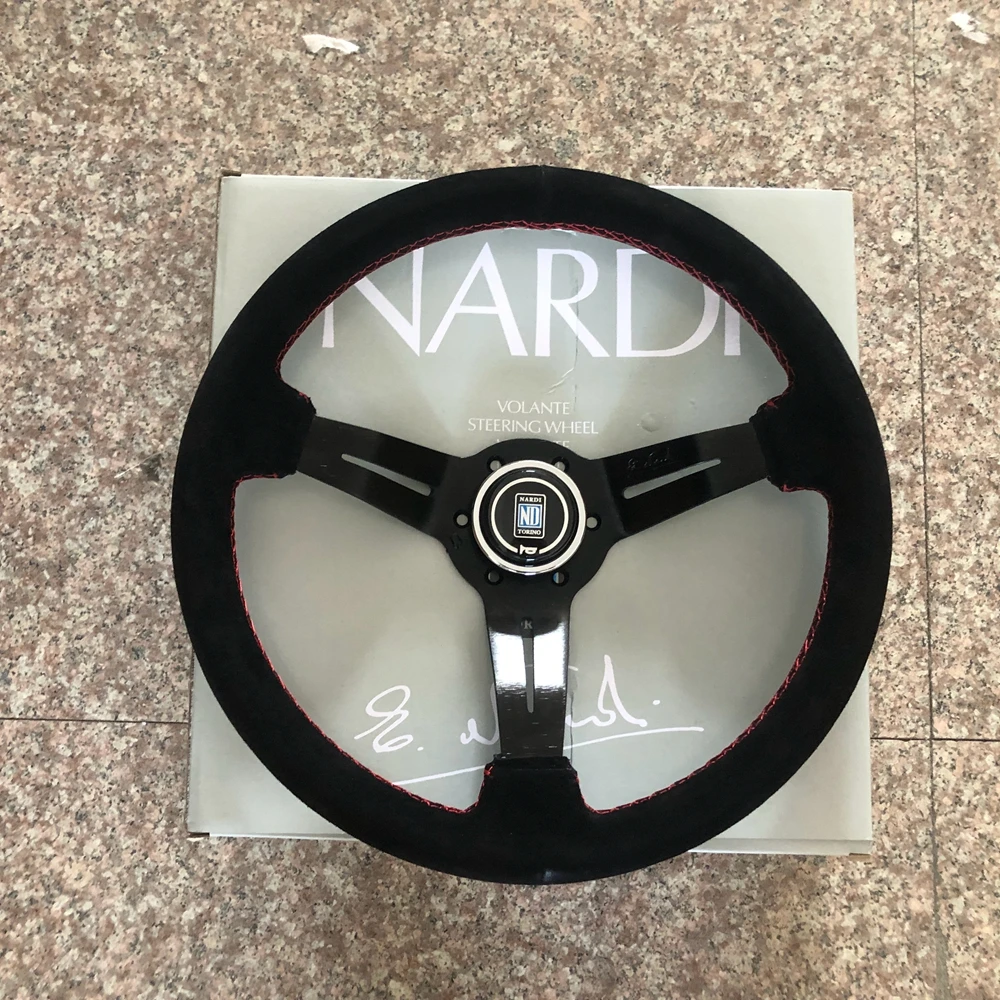 14Inch Universal JDM NARDI Steering Wheel Racing Car Drift Suede Leather Steering Wheel Volantes For VW HONDA TOYOTA BMW Nissan