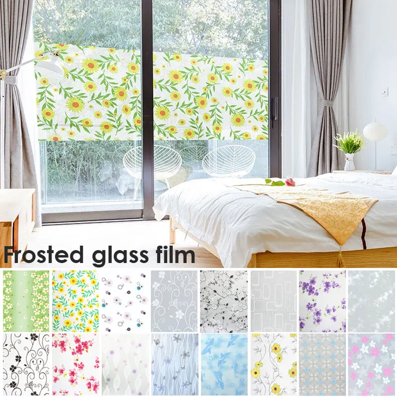 

45x200cm Window Film Stained Glass Film Frosted Privacy Window Decals Static Cling Self Adhesive Window Stickers