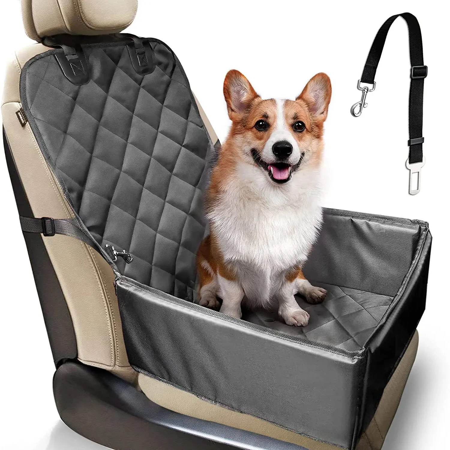 

Waterproof Anti-Slip Hammock Pet Car Seat Cover Protector for Front Chair - Booster Basket Carrier for Cat Dog Puppy - Ideal for