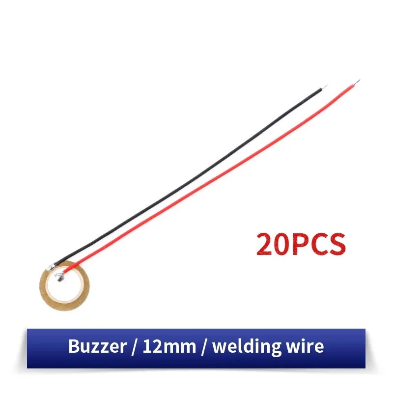 10/20PCS Piezoelektrische Keramik-Waferplatten Piezo Durchmesser 12MM 15MM 18MM 20MM 27MM 35MM 50MM mit Draht für Summer-Lautsprecher
