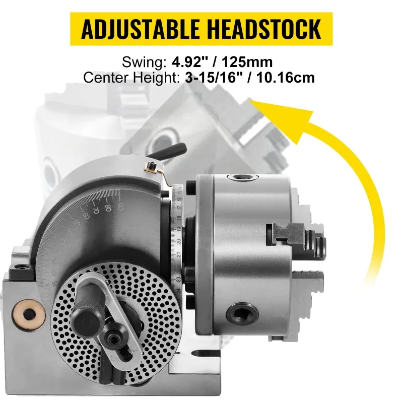 BS-0 Precision Dividing Head 5Inch 3 Jaw Chuck Dividing Head Set Precision Semi Universal for Milling Machine Rotary Table
