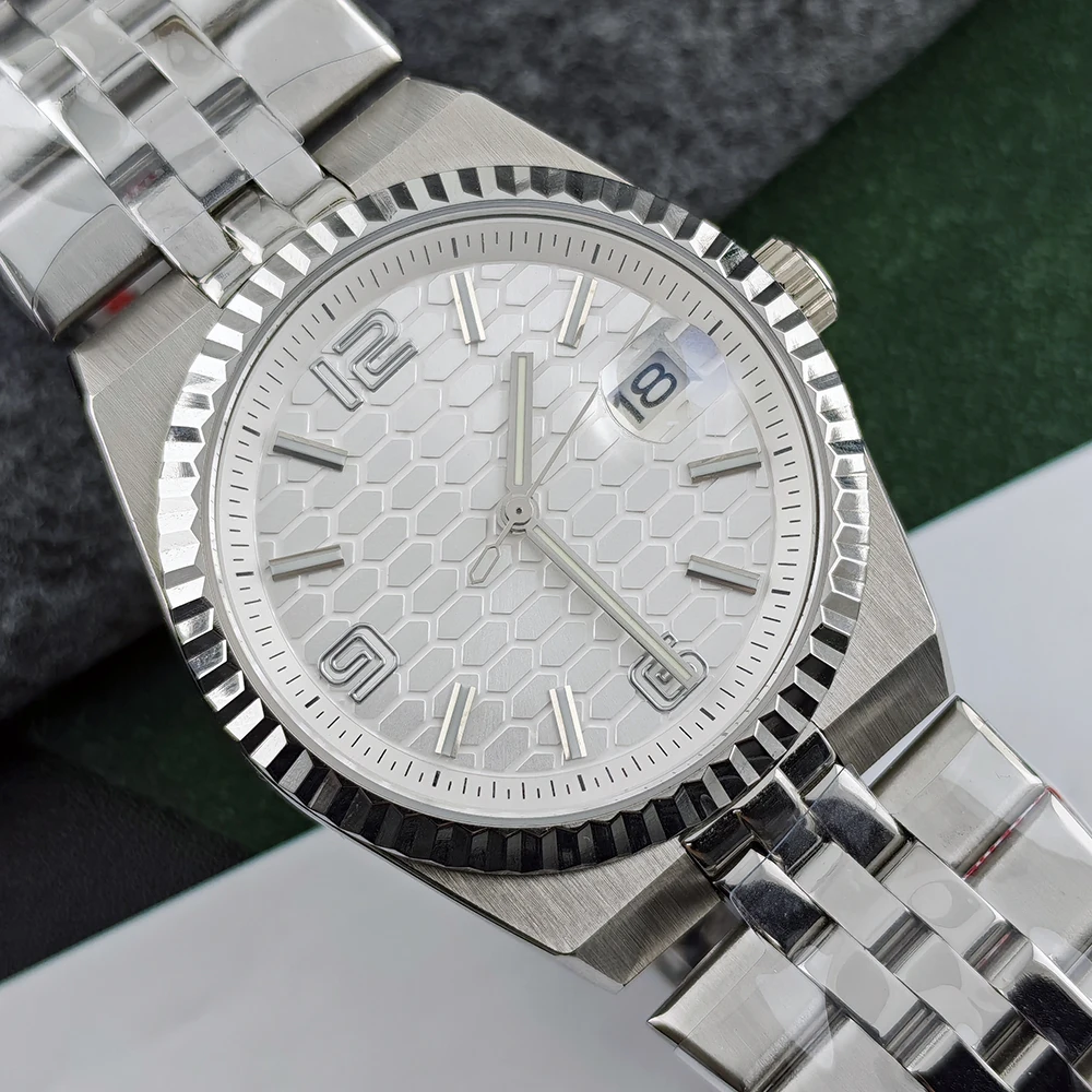 NH35 relógio tipo terra relógio automático masculino relógio de aço inoxidável logotipo personalizado relógio NH35 movimento acessórios