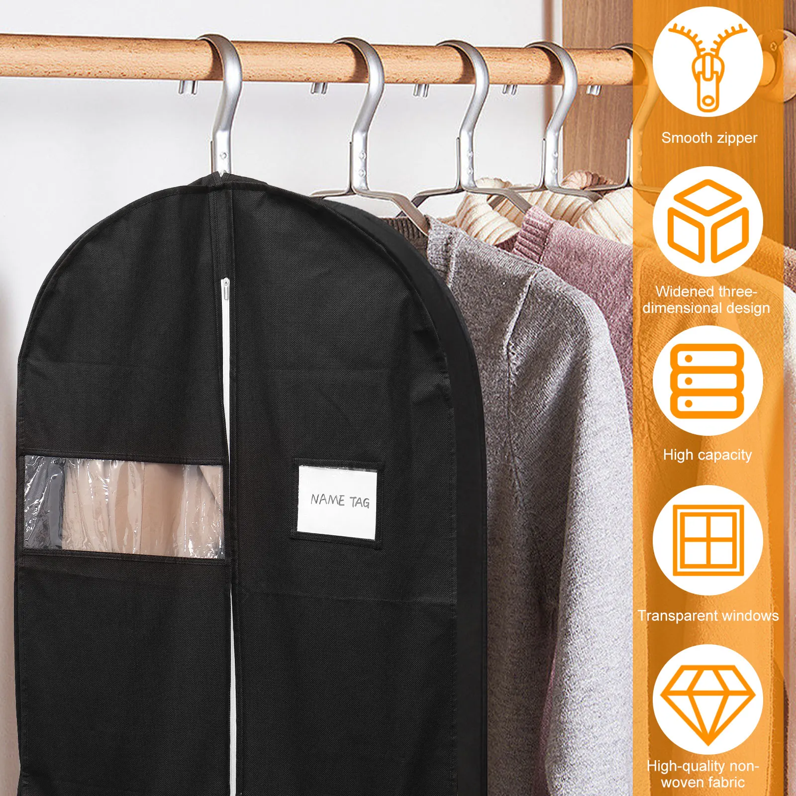 49 Inch Garment Bag for Travel Heavy Duty Hanging Suit Bags with 4 Clear Pockets Foldable Suit Cover Bag Coat Protector for