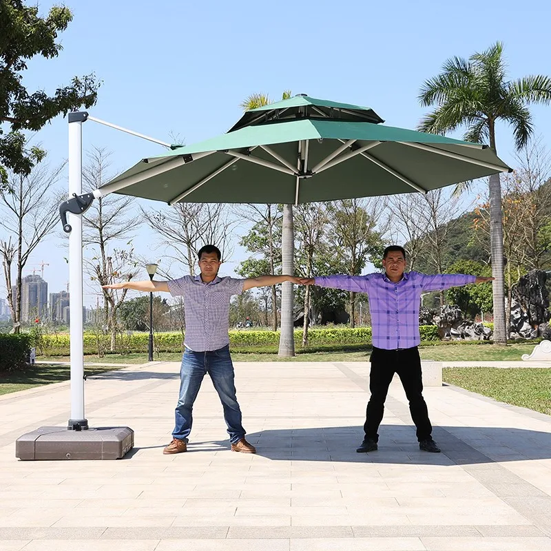 3.5m 10ft Square Offset Cantilever Double Canopy Waterproof Aluminum Frame Outdoor Patio Parasol Umbrella