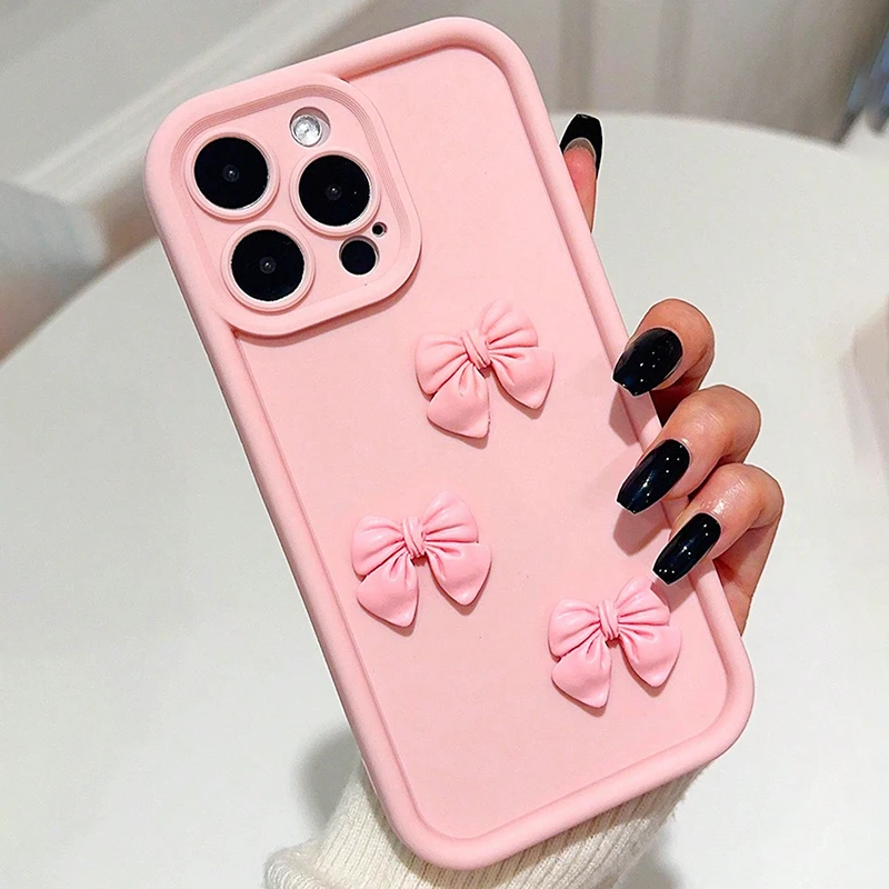 Niedliche 3D-Schleifen-Luxus-Handyhülle für iPhone 11 12 13 14 15 16 17 Pro Max 16E X XS XR Plus Hüllen mit Schleifenband und Hängeseil. – Detail 6