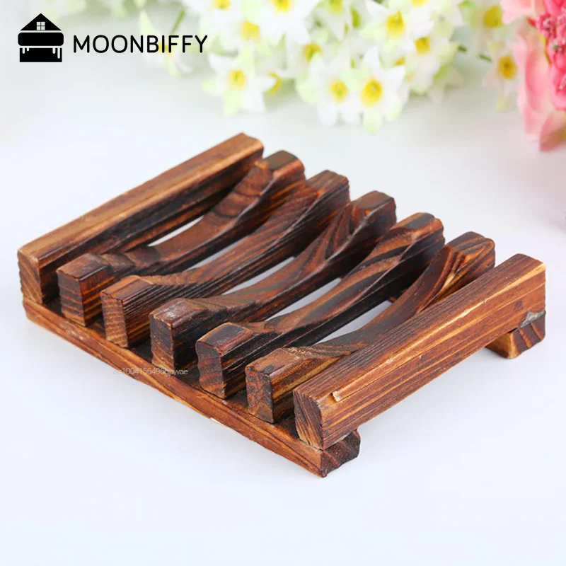 Drainage Sanitary Bamboo Soap Holder Bath Wooden Soap Dish Non-slip Anti-mould Storage Box Tray Rack Bathroom Accessories Sets