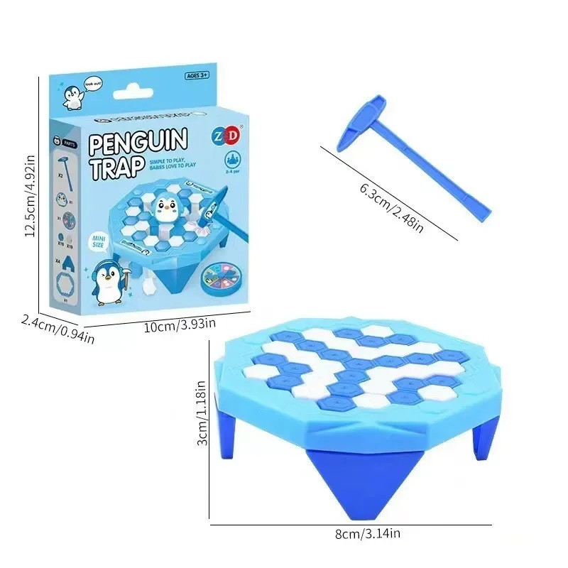 Mini brinquedo de pinguim quebra-gelo, pinguim de resgate, jogo de gelo para bater, brinquedo de competição interativo para crianças, jogo de quebra-cabeça de mesa