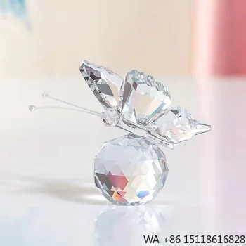 Factory Cheap Wholesale Colorful Wedding Gifts and Home Decoration K9 Crystal Glass Butterfly Figurines