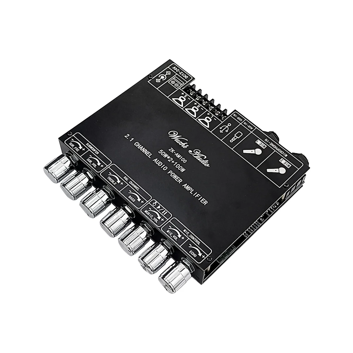 -AM100 Bluetooth Amplifier Board 50Wx2 +100W TPA3116D2 Power Amplifier 2.1 Channel Microphone Audio Module-A