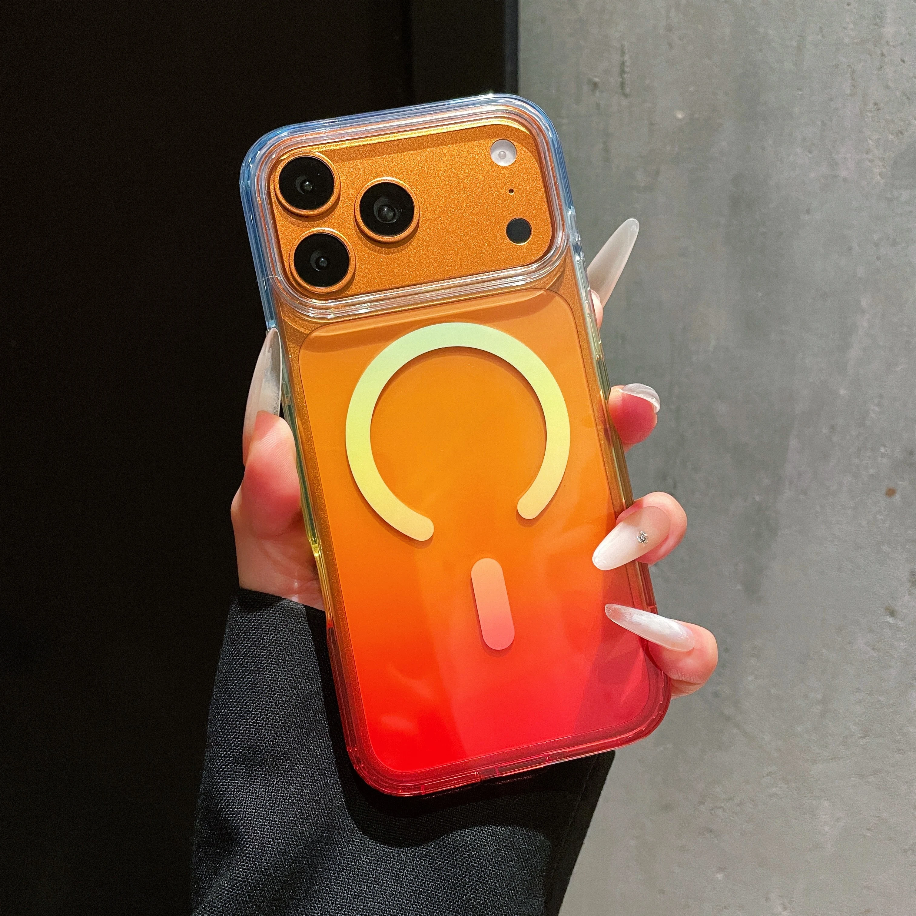 Einfache magnetische Handyhülle mit Gradient-Effekt und Soft-Touch für iPhone 18 Pro Max 17 Pro 16 15 14 13, stoßfest, kompatibel mit MagSafe, schlanke Passform