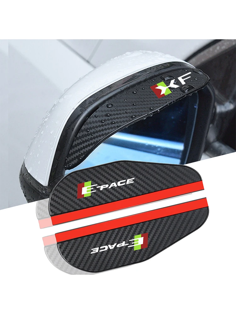 2Pcs car accessoires Awnings Shelters Rearview Mirror Rain Cover Carbon Fiber Side For jaguar FPACE EPACE XE XF Rsport SVR