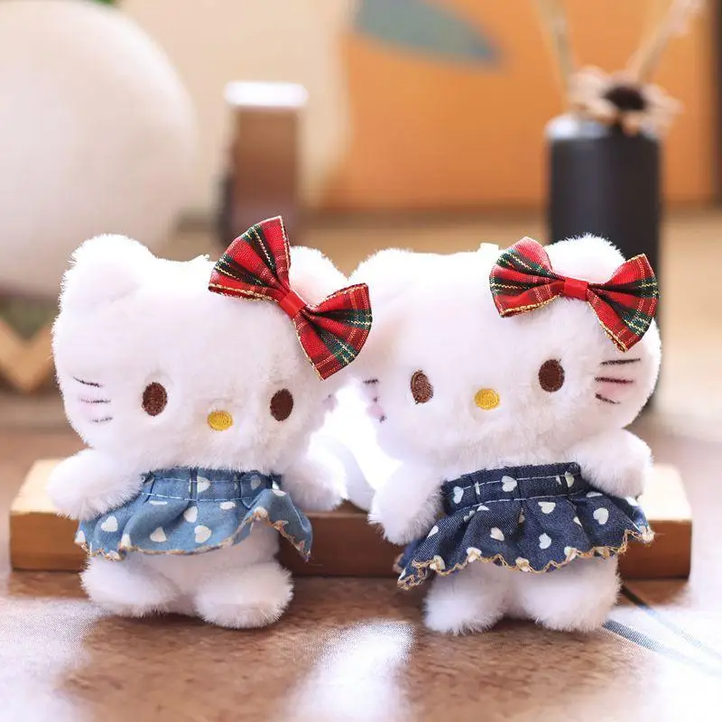 Porte-clés en peluche Hello Kitty, chat KT, poupée en peluche douce, pendentif de voiture, sac à dos, décor de sac, cadeau pour enfant