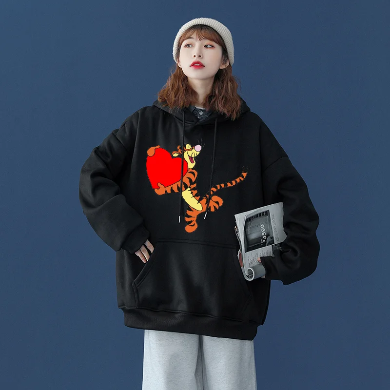 Disney The Pooh Tigger fashion hoodie long-sleeved Hoodie Spring and autumn loose casual sports street lovers the same hoodie