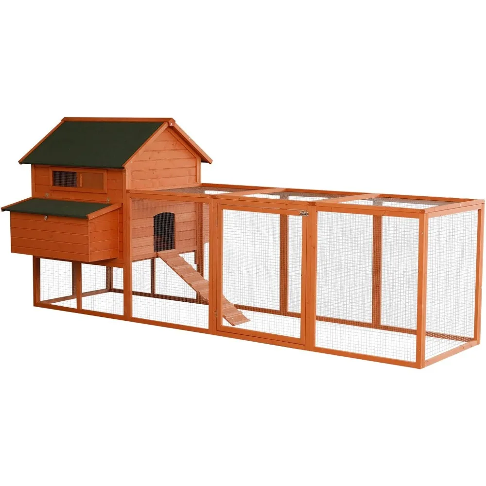 

Chicken Coop for 8-10 Chickens, Large Chicken House, Wooden Poultry Hen Cage with Nesting Box and Run for Backyard