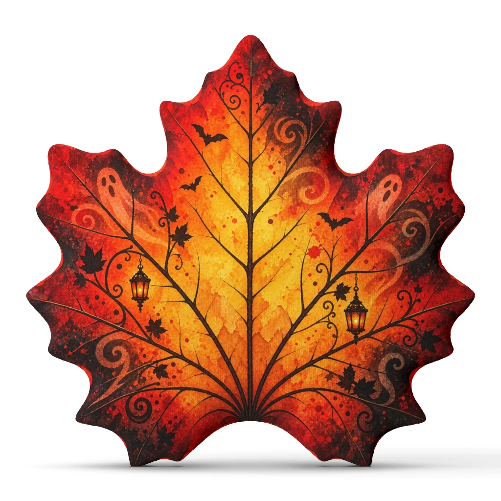 Spooky Halloween Leaf Shaped Pillow Cushion Irregular Stuffed Throw Pillows for Sofa Home Decoration Gift