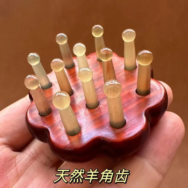 Rosewood , Cow Horn Pumpkin Hand-Held , Meridian Wooden Comb And Back Massage