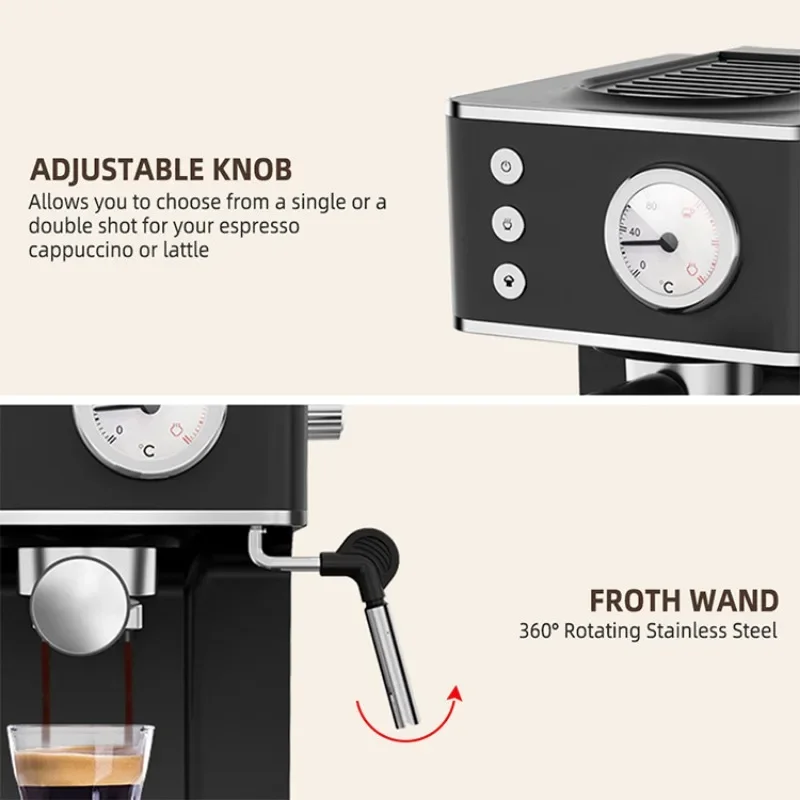 Macchina da caffè a pressione semiautomatica italiana piccola macchina per caffè Espresso per uso domestico macchina per schiuma di latte a vapore Cafetera portatile