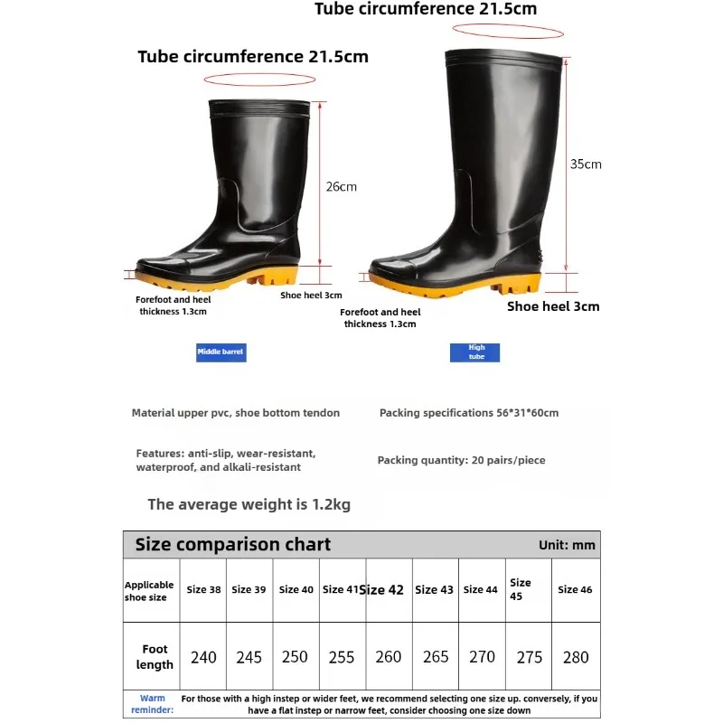 أحذية أمان للرجال أحذية المطر عالية القطع PVC غير قابلة للانزلاق مقاومة للماء سميكة ومقاومة للاهتراء Zapatos De Seguridad De Hombre #5