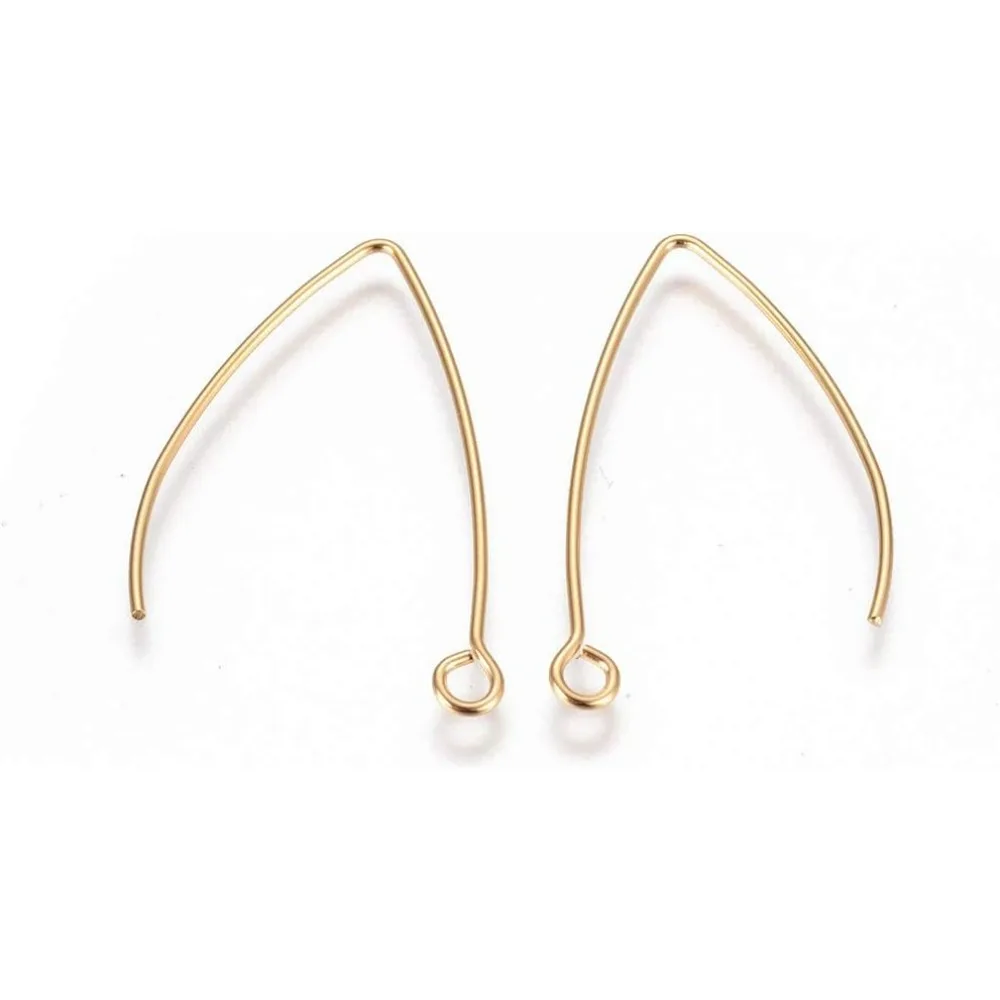 20Pcs 21 Gauge V Shape Earring Hooks Golden Ear Wires 31x20x0.8mm 304 Stainless Steel Earring Hooks Fish Hooks French Wire Hooks